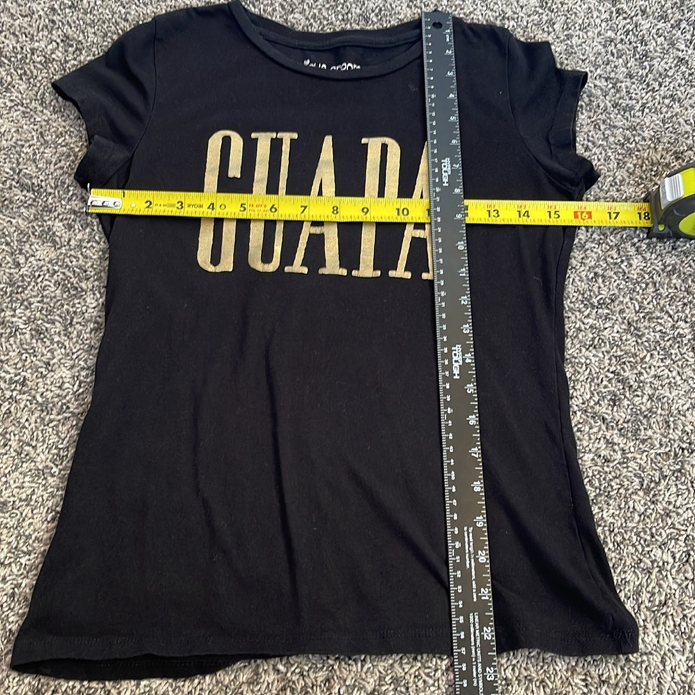 Guapa shirt black tee with gold letters size medium juniors SEE FLAWS